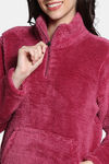 Zivame Soft Snuggles Fur Sweatshirt - Beet Red — thumbnail 5